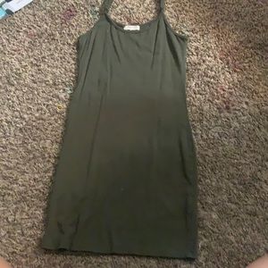 A dark green dress